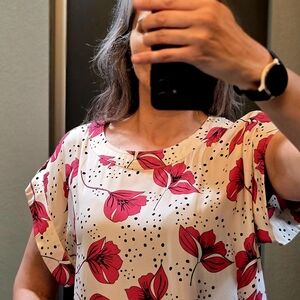 Floral Pink and White Women's Top